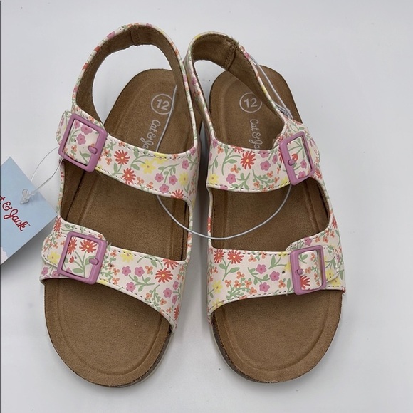 NWT Cat & Jack Toddler Reagan Floral Print Footbed Sandals Various Sizes Avail - Picture 1 of 7